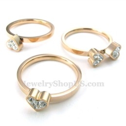 Rosegouden Klavertjevier Titanium Ring (Drie In Één)