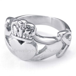 Handen Knuffelen Omhoog Hart Titanium Ring