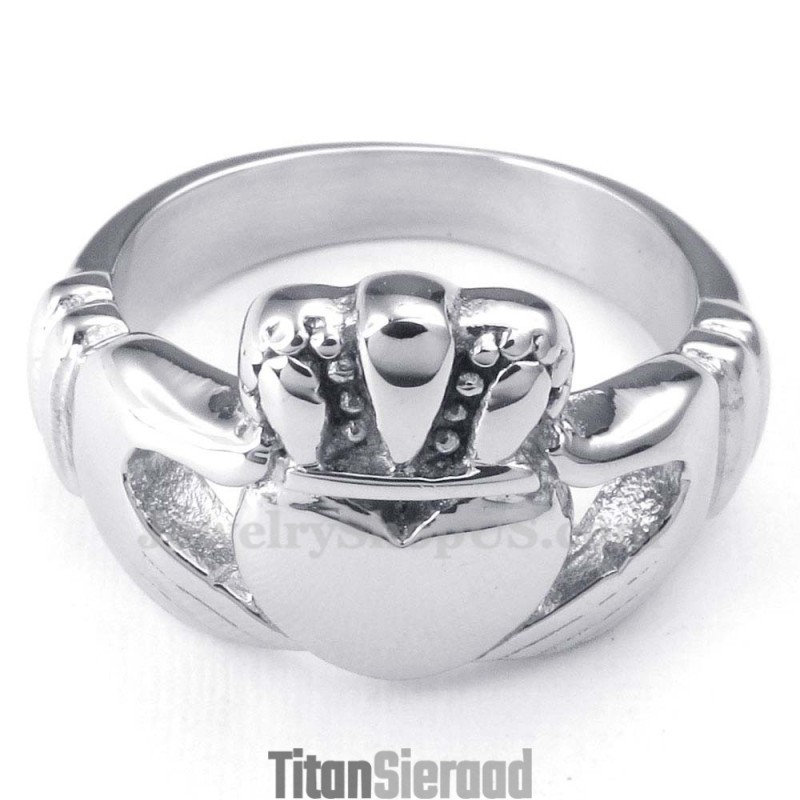 Handen Knuffelen Omhoog Hart Titanium Ring Handen Knuffelen Omhoog Hart Titanium Ring
