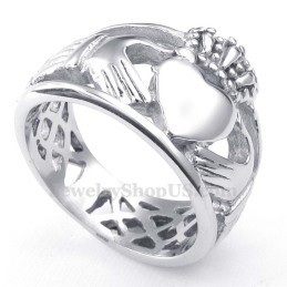 Handen Knuffelen Omhoog Hart Titanium Ring