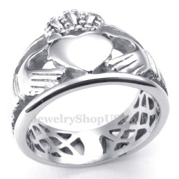 Handen Knuffelen Omhoog Hart Titanium Ring