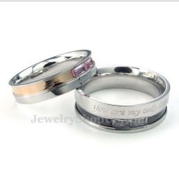 Titanium Lovers Ring Met Witte Strass
