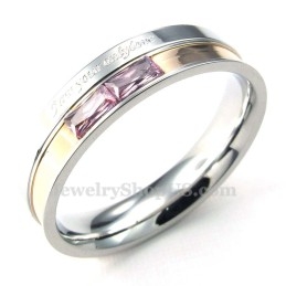 Titanium Lovers Ring Met Rode Strass