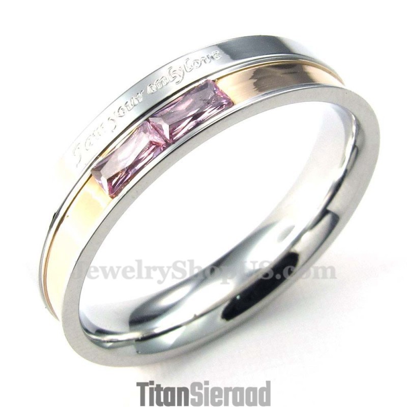 Titanium Lovers Ring Met Rode Strass Titanium Lovers Ring Met Rode Strass