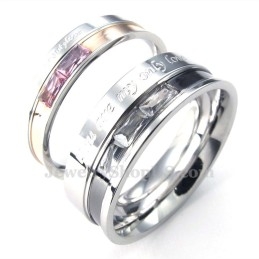 Titanium Lovers Ring Met Rode Strass