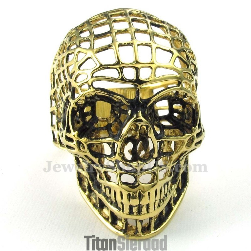 Gouden Titanium Holle Schedelring Gouden Titanium Holle Schedelring
