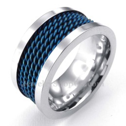 Blauwe Draad Titanium Ring
