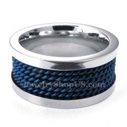 Blauwe Draad Titanium Ring
