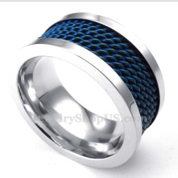 Blauwe Draad Titanium Ring