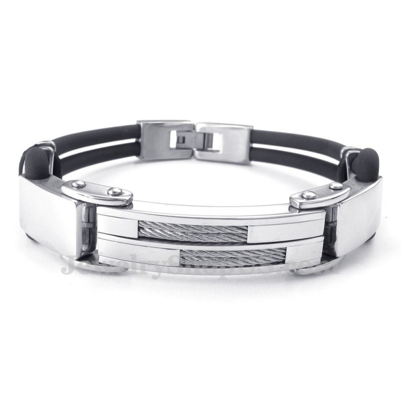 Zilveren Zwarte Titanium Armbanden Met Draadleer