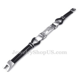 Zilveren Zwarte Titanium Armbanden Met Draadleer