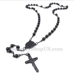 Zwarte Titanium Jezus Hanger Ketting