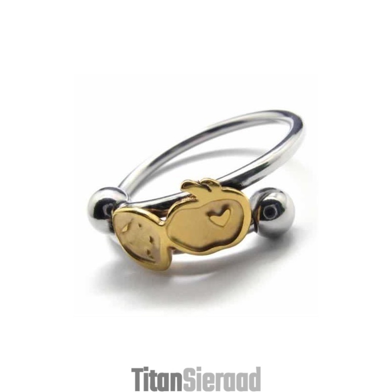 Fruit Love 8 Mm Titanium En Gouden Ring Fruit Love 8 Mm Titanium En Gouden Ring