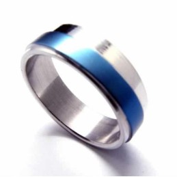 Heren 6 Mm Blauwe Titanium Ring