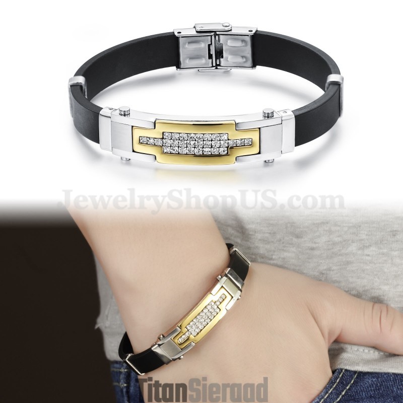 Hot Sale Heren Goudkleurige Zirkonia Titanium Armband C934