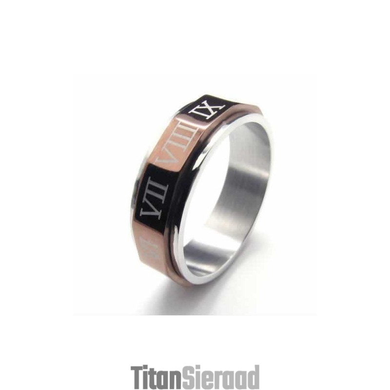 Romeinse Cijfers Heren 7 Mm Titanium Ring