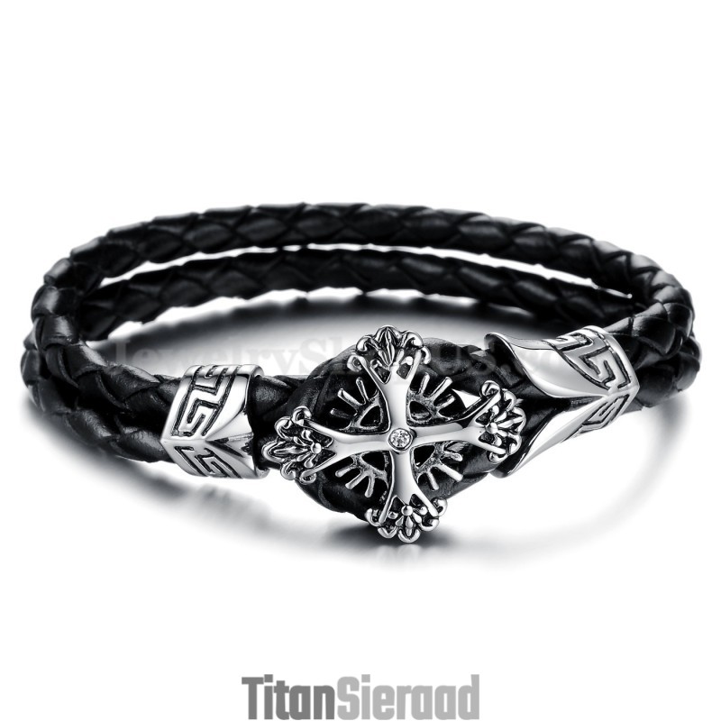 Gepersonaliseerde Gebreide Titanium Leren Armband Voor Heren C869 Gepersonaliseerde Gebreide Titanium Leren Armband Voor Heren C869