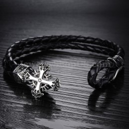 Gepersonaliseerde Gebreide Titanium Leren Armband Voor Heren C869