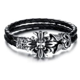 Goede Aanbieding Heren Titanium Leren Armband C871