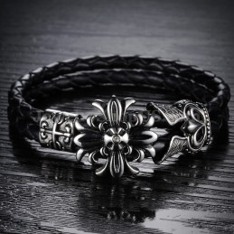 Goede Aanbieding Heren Titanium Leren Armband C871