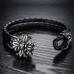 Goede Aanbieding Heren Titanium Leren Armband C871
