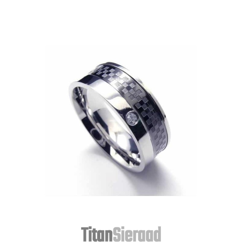Diamanten 8 Mm Titanium Ingelegde Ring