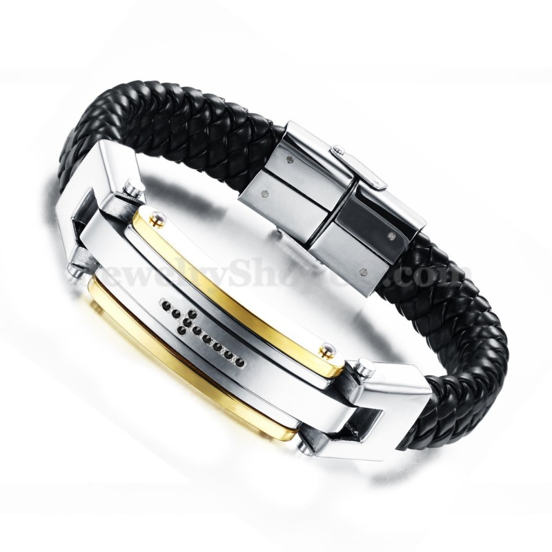 Heren Titanium Leren Kruisarmband C918 Heren Titanium Leren Kruisarmband C918