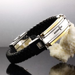 Heren Titanium Leren Kruisarmband C918