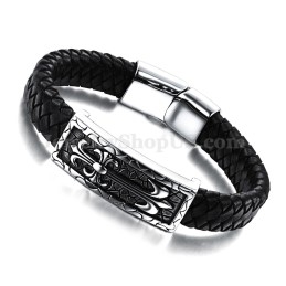 Prachtige Heren Titanium Leren Armband C896