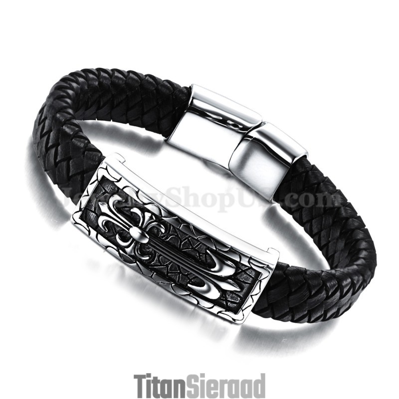 Prachtige Heren Titanium Leren Armband C896 Prachtige Heren Titanium Leren Armband C896
