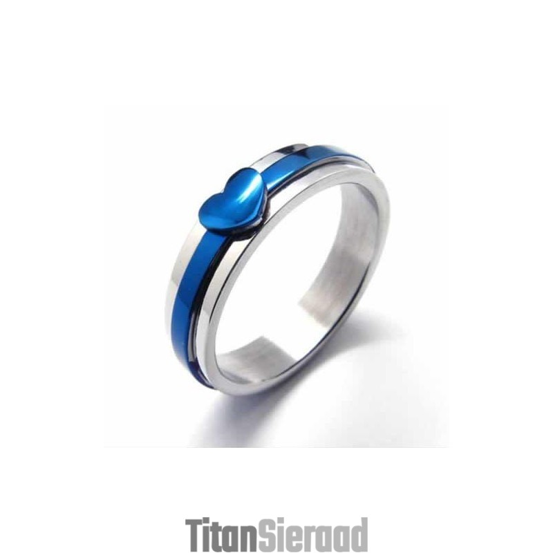 Zoete 5 Mm Blauwe Titanium Ring Zoete 5 Mm Blauwe Titanium Ring