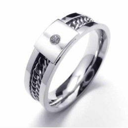Diamanten Zetting 6 Mm Titanium Ingelegde Ring