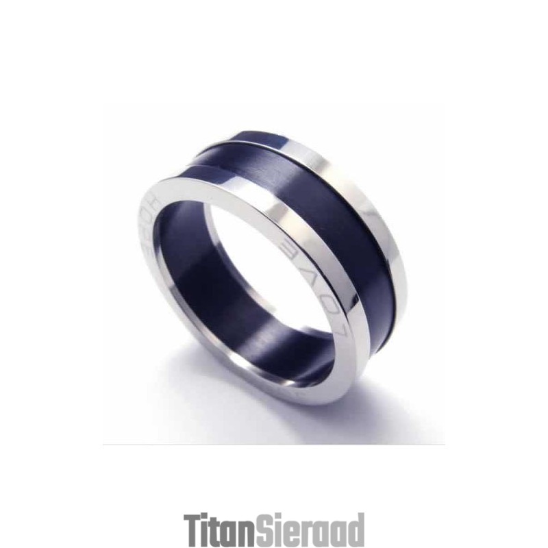Liefde 8 Mm Zwarte Titanium Ring