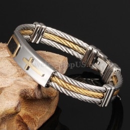 Heren Titanium Gouden Kruisarmband C785