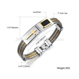 Heren Titanium Gouden Kruisarmband C785