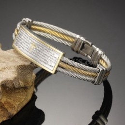 Gouden Zilveren Heren Titanium Kruisarmband C759
