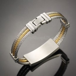 Gouden Zilveren Heren Titanium Kruisarmband C759