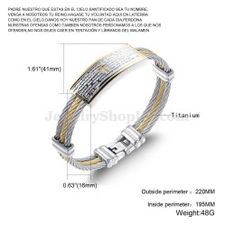 Gouden Zilveren Heren Titanium Kruisarmband C759
