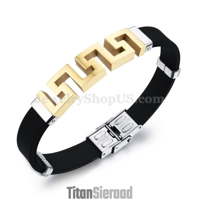 Heren Hollow Gold Titanium Armband C996 Heren Hollow Gold Titanium Armband C996