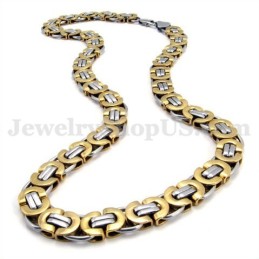 Prachtige Gouden Heren Titanium Ketting