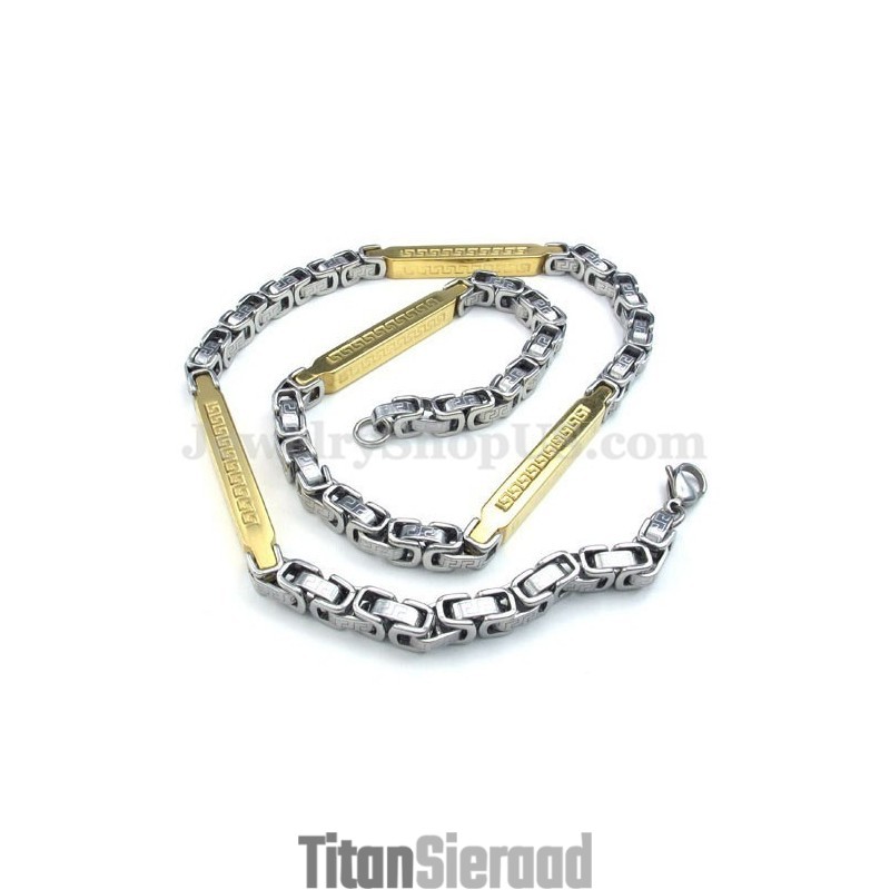 Zilveren Gouden Heren Titanium Ketting