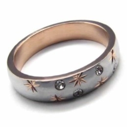 Diamanten Zetting 4 Mm Titanium & Goud Ingelegde Rechtbankbandring