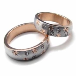 Diamanten Zetting 4 Mm Titanium & Goud Ingelegde Rechtbankbandring