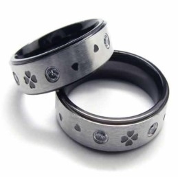 Vierklavertjevier Diamanten Set 6 Mm Titanium Ingelegde Ring
