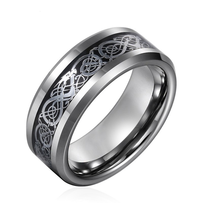 Herenmode Persoonlijkheid Wolfraam Ringen Met Drakenpatronen Herenmode Persoonlijkheid Wolfraam Ringen Met Drakenpatronen