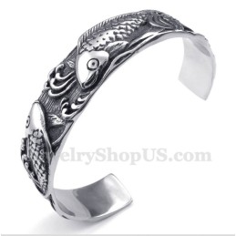 Titanium Gegoten Armband Voor Heren Met Vissenpatroon