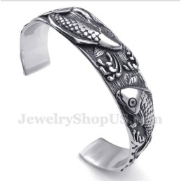 Titanium Gegoten Armband Voor Heren Met Vissenpatroon