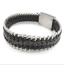 Heren Titanium Leren Armband