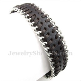 Heren Titanium Leren Armband