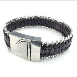 Heren Titanium Leren Armband